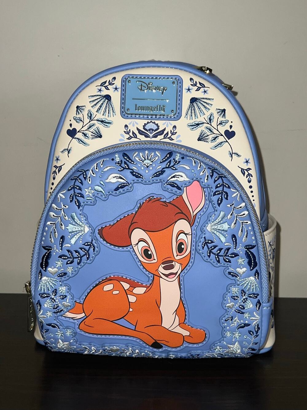Loungefly Bambi And Friends Blue Floral Mini Backpack